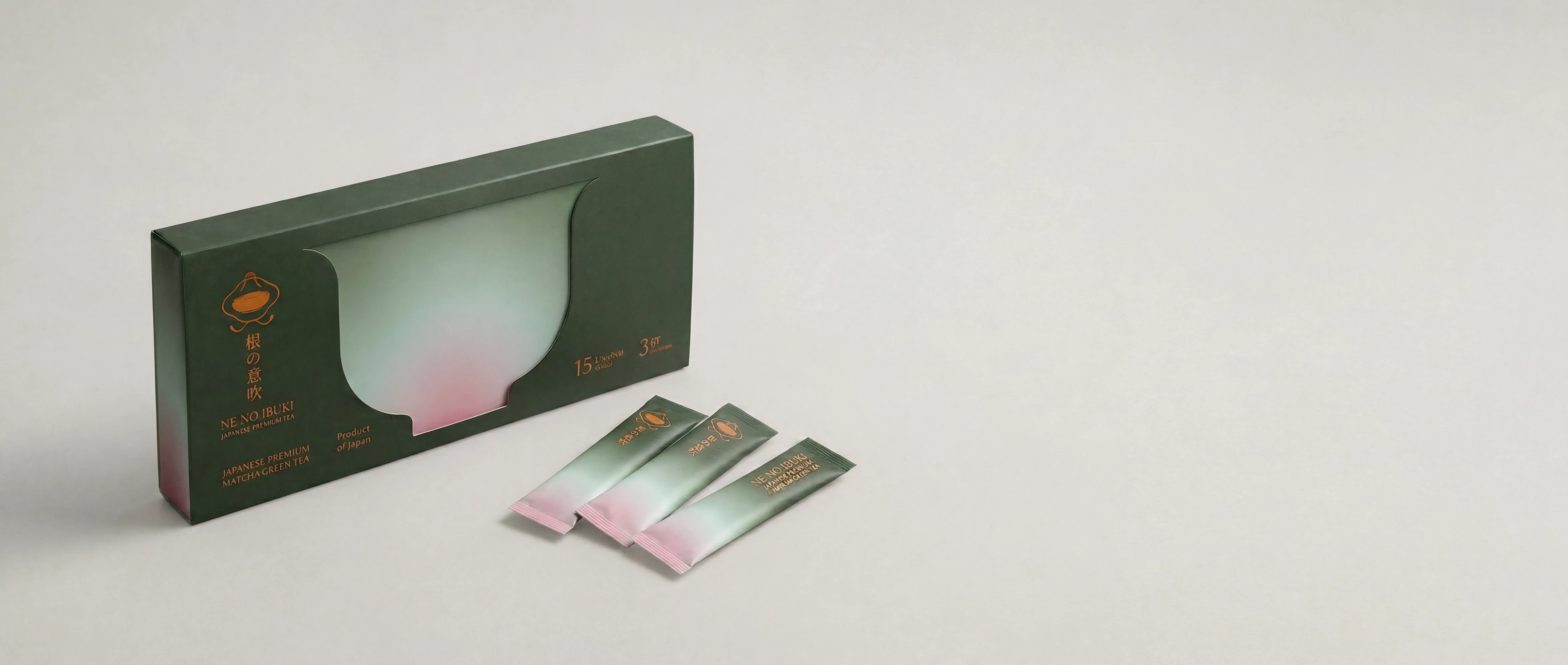 Ibukicha matcha gift box with three single-serve sachets
